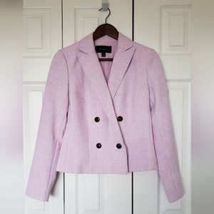 Ann Taylor Factory Double Breasted Cropped Blazer in Lilac Cross Weave